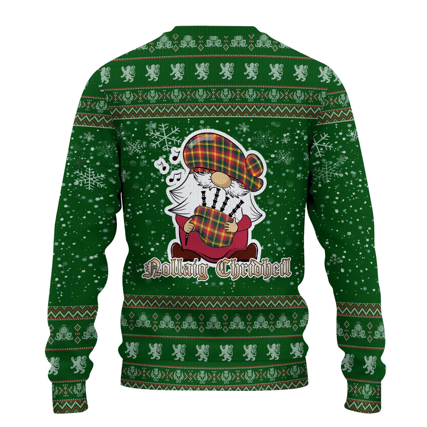 Maple Leaf Canada Clan Christmas Family Knitted Sweater with Funny Gnome Playing Bagpipes - Tartanvibesclothing