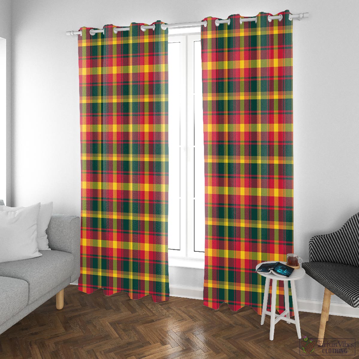 Maple Leaf Canada Tartan Window Curtain