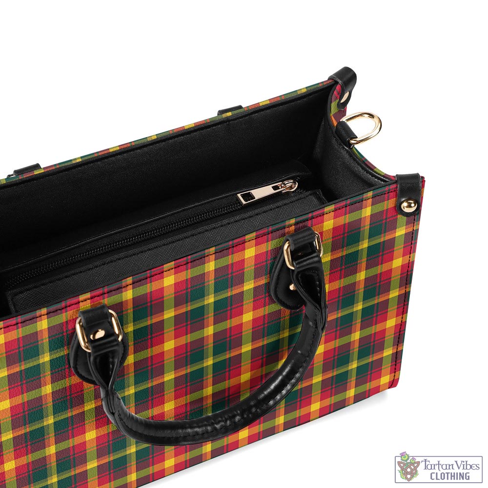 Tartan Vibes Clothing Maple Leaf Canada Tartan Luxury Leather Handbags