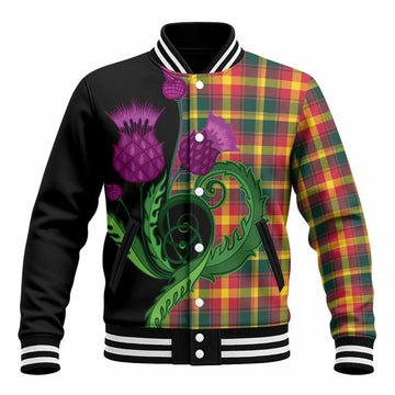 Maple Leaf Canada Tartan Baseball Jacket Traditional Scottish Thistle