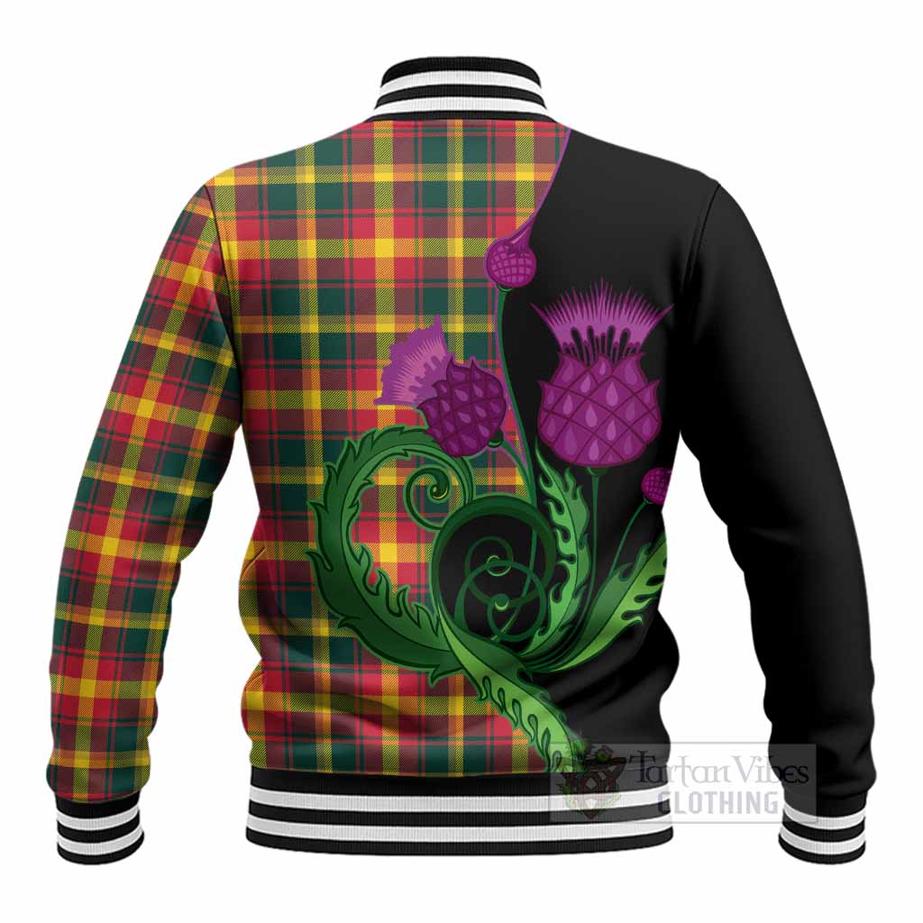 Maple Leaf Canada Tartan Baseball Jacket Traditional Scottish Thistle - Tartan Vibes Clothing