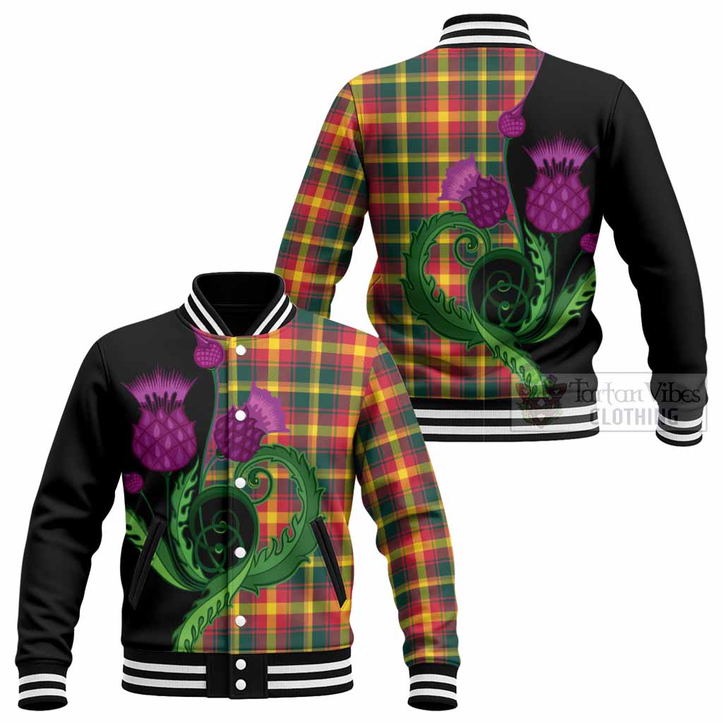 Maple Leaf Canada Tartan Baseball Jacket Traditional Scottish Thistle - Tartan Vibes Clothing