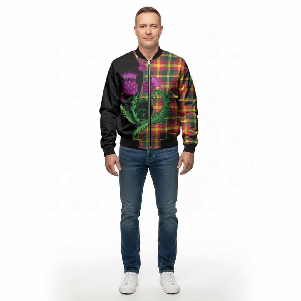 Maple Leaf Canada Tartan Bomber Jacket Traditional Scottish Thistle