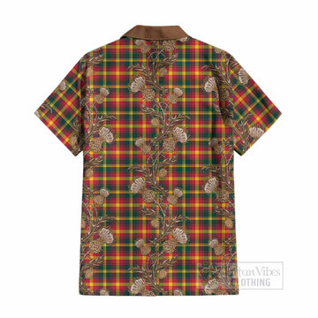 Maple Leaf Canada Tartan Cotton Hawaiian Shirt Seamless Scottish Thistle Flowers