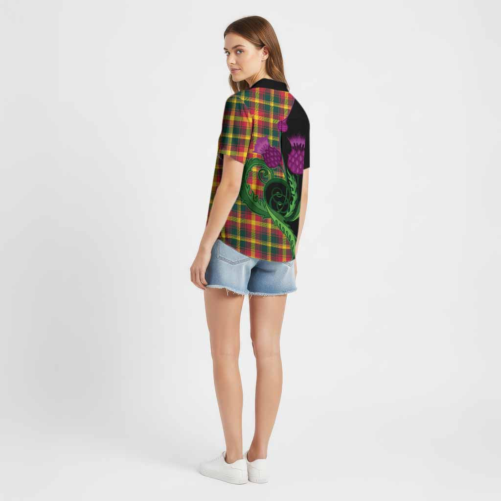 Maple Leaf Canada Tartan Cotton Hawaiian Shirt Traditional Scottish Thistle