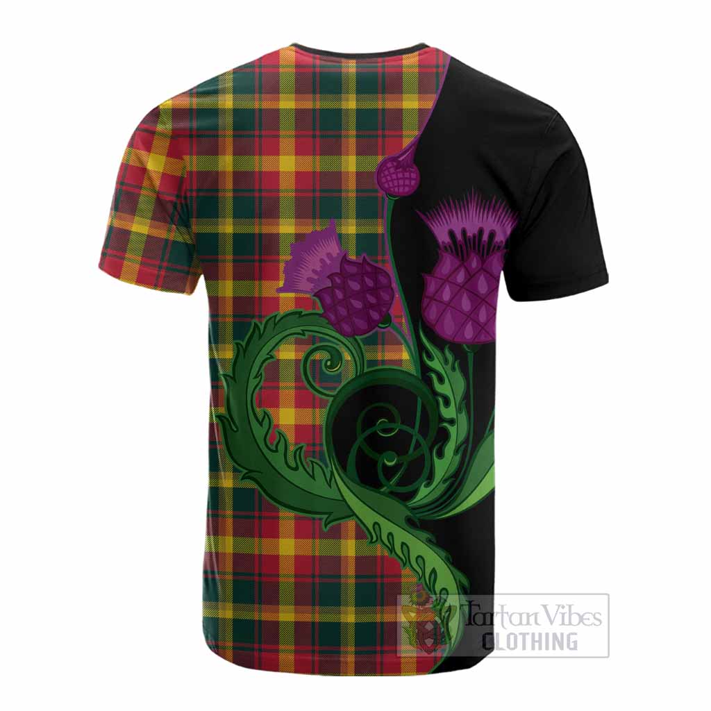 Maple Leaf Canada Tartan Cotton T-shirt Traditional Scottish Thistle