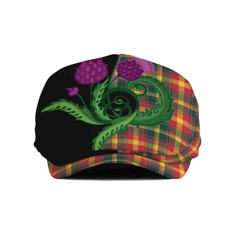 Maple Leaf Canada Tartan Flat Cap, Jeff Cap Traditional Scottish Thistle Flat Cap - Tartan Vibes Clothing