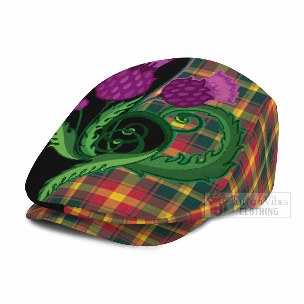Maple Leaf Canada Tartan Flat Cap, Jeff Cap Traditional Scottish Thistle - Tartan Vibes Clothing