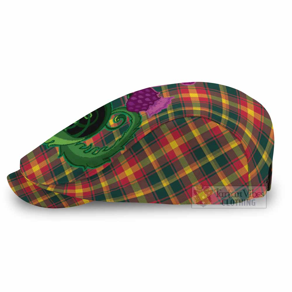 Maple Leaf Canada Tartan Flat Cap, Jeff Cap Traditional Scottish Thistle - Tartan Vibes Clothing