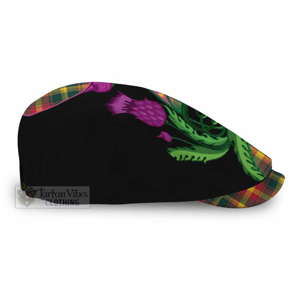 Maple Leaf Canada Tartan Flat Cap, Jeff Cap Traditional Scottish Thistle - Tartan Vibes Clothing