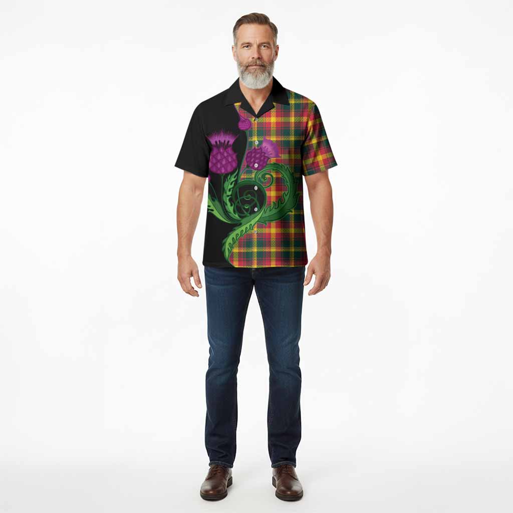 Maple Leaf Canada Tartan Hawaiian Shirt Traditional Scottish Thistle