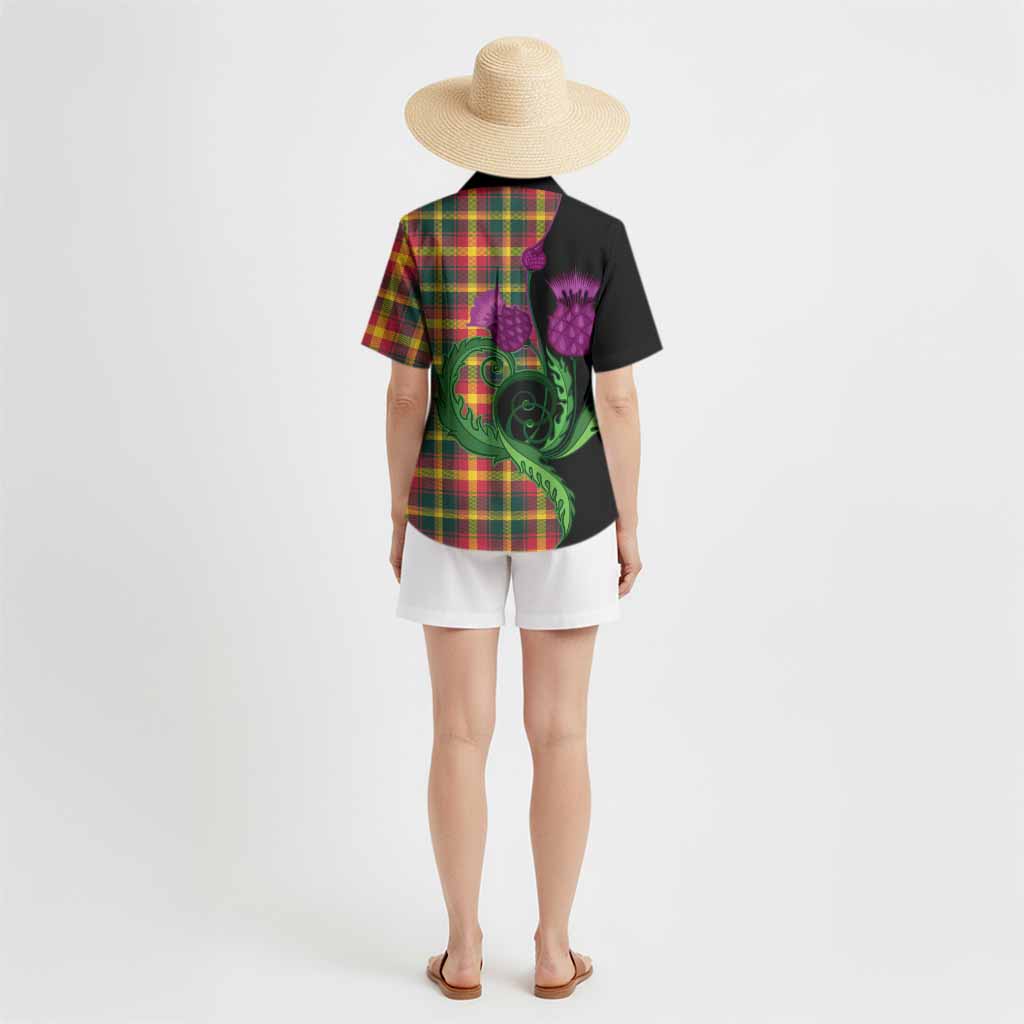 Maple Leaf Canada Tartan Hawaiian Shirt Traditional Scottish Thistle