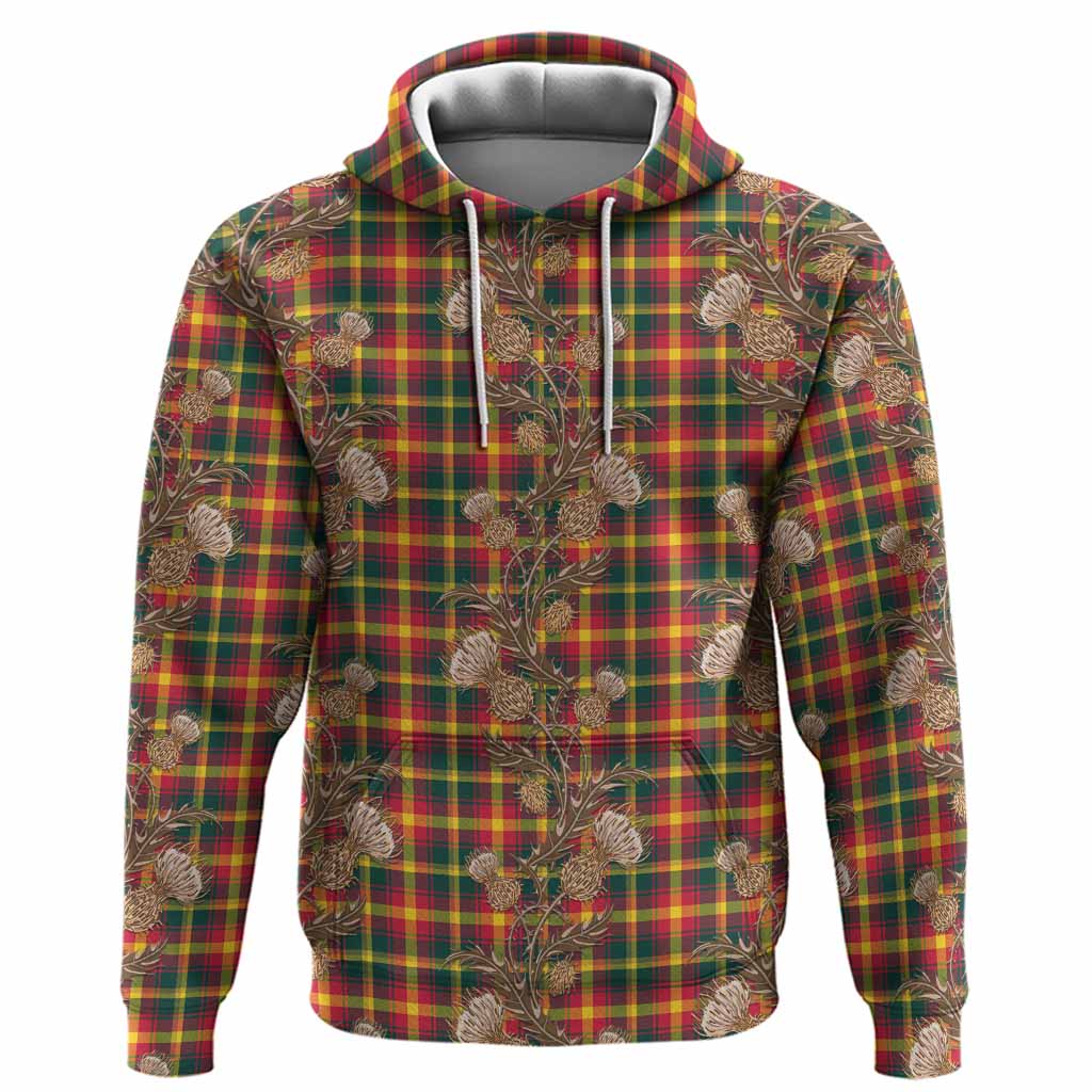 Maple Leaf Canada Tartan Hoodie Seamless Scottish Thistle Flowers