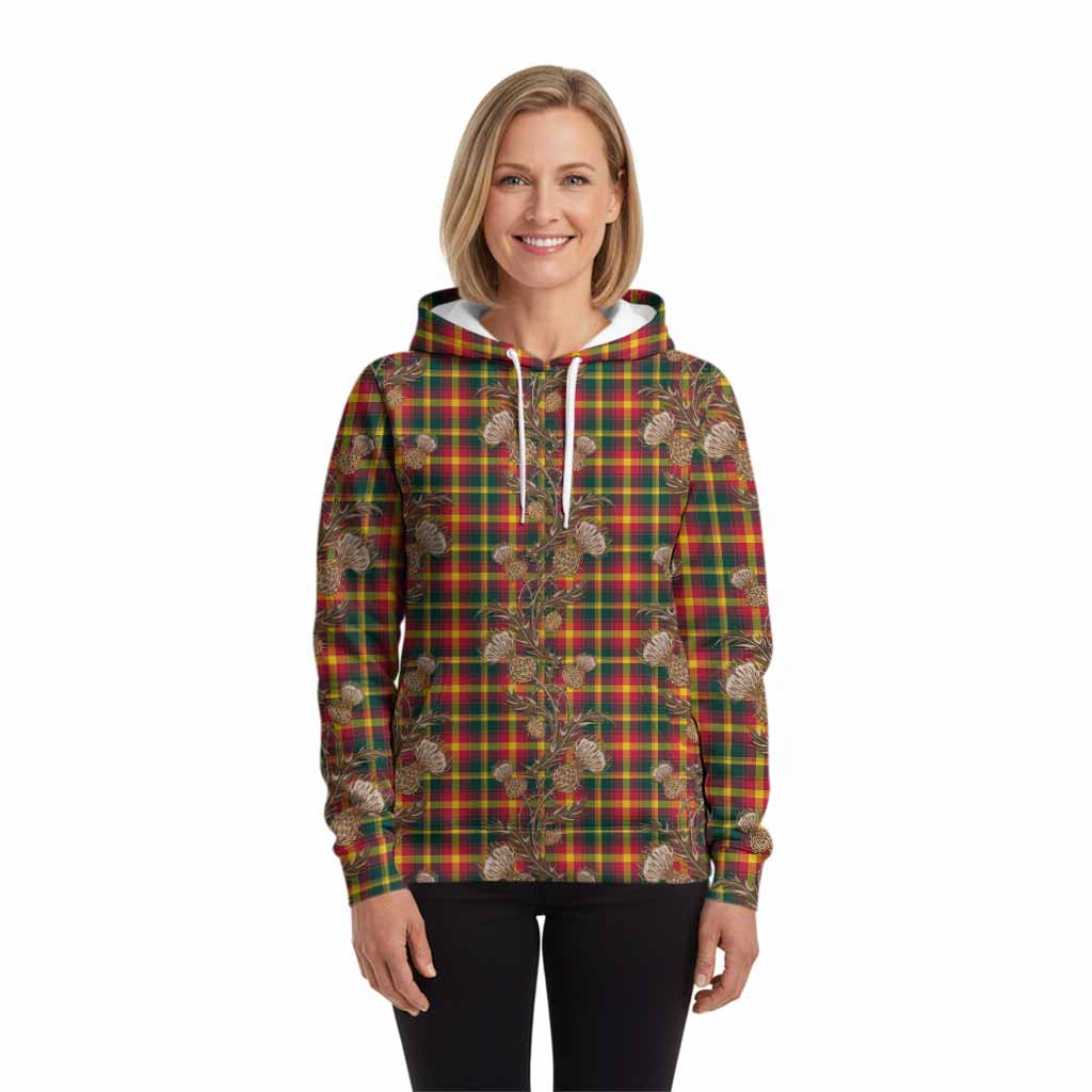 Maple Leaf Canada Tartan Hoodie Seamless Scottish Thistle Flowers