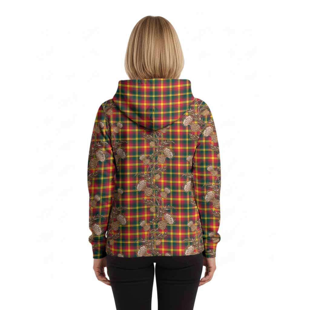 Maple Leaf Canada Tartan Hoodie Seamless Scottish Thistle Flowers