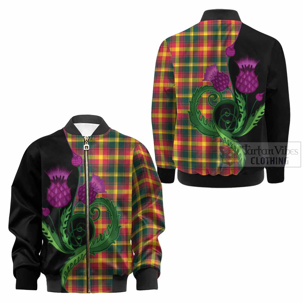 Maple Leaf Canada Tartan Kid Bomber Jacket Traditional Scottish Thistle