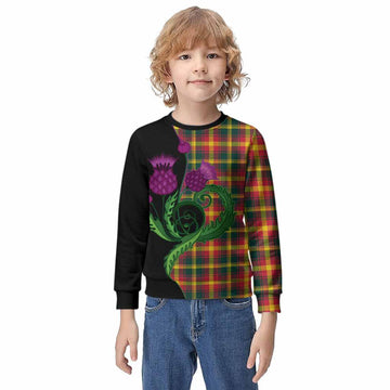 Maple Leaf Canada Tartan Kid Knitted Sweatshirt Traditional Scottish Thistle