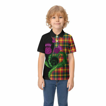 Maple Leaf Canada Tartan Kid Polo Shirt Traditional Scottish Thistle