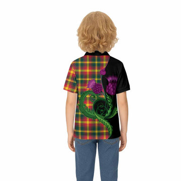 Maple Leaf Canada Tartan Kid Polo Shirt Traditional Scottish Thistle