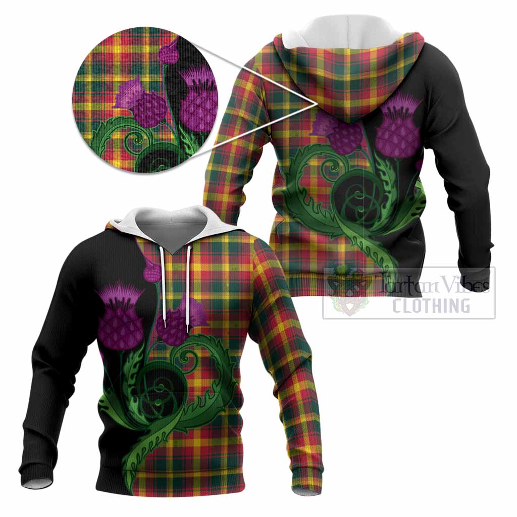 Maple Leaf Canada Tartan Knitted Hoodie Traditional Scottish Thistle