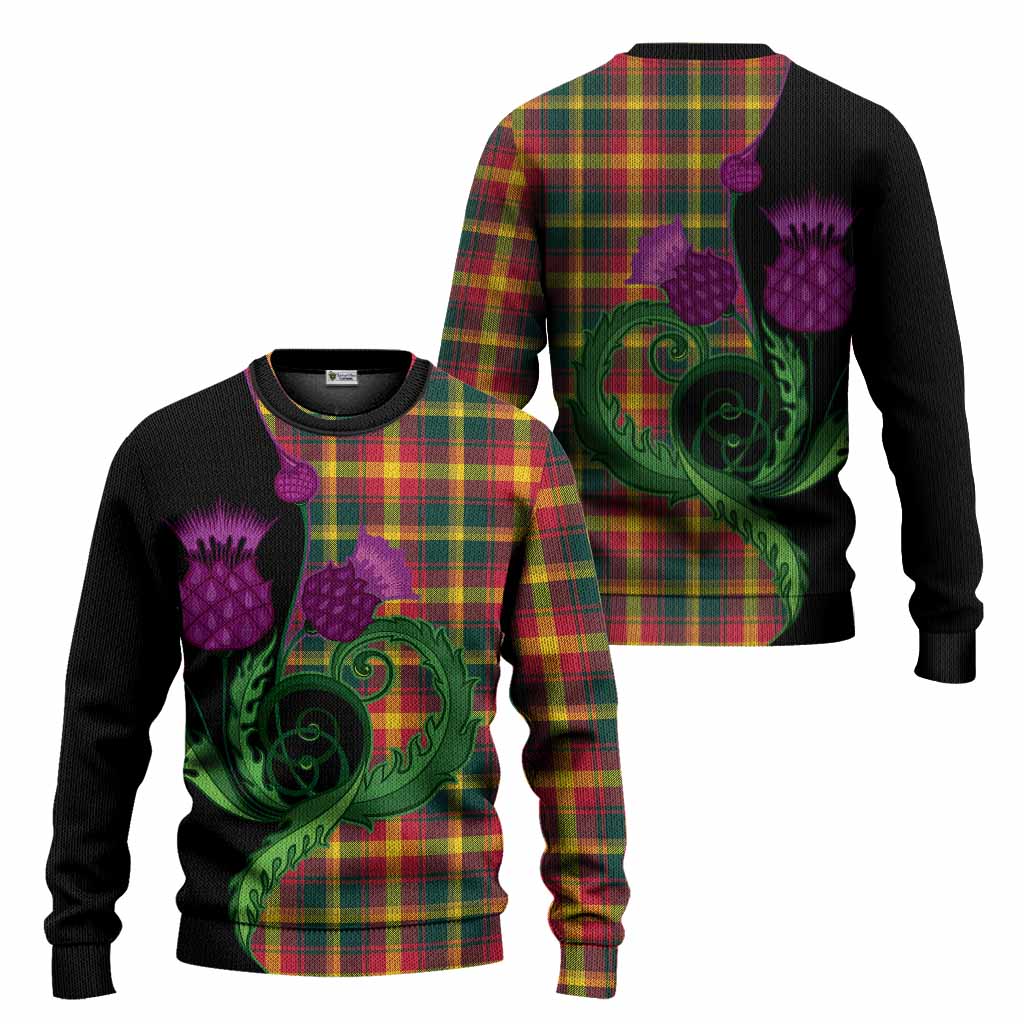 Maple Leaf Canada Tartan Knitted Sweater Traditional Scottish Thistle