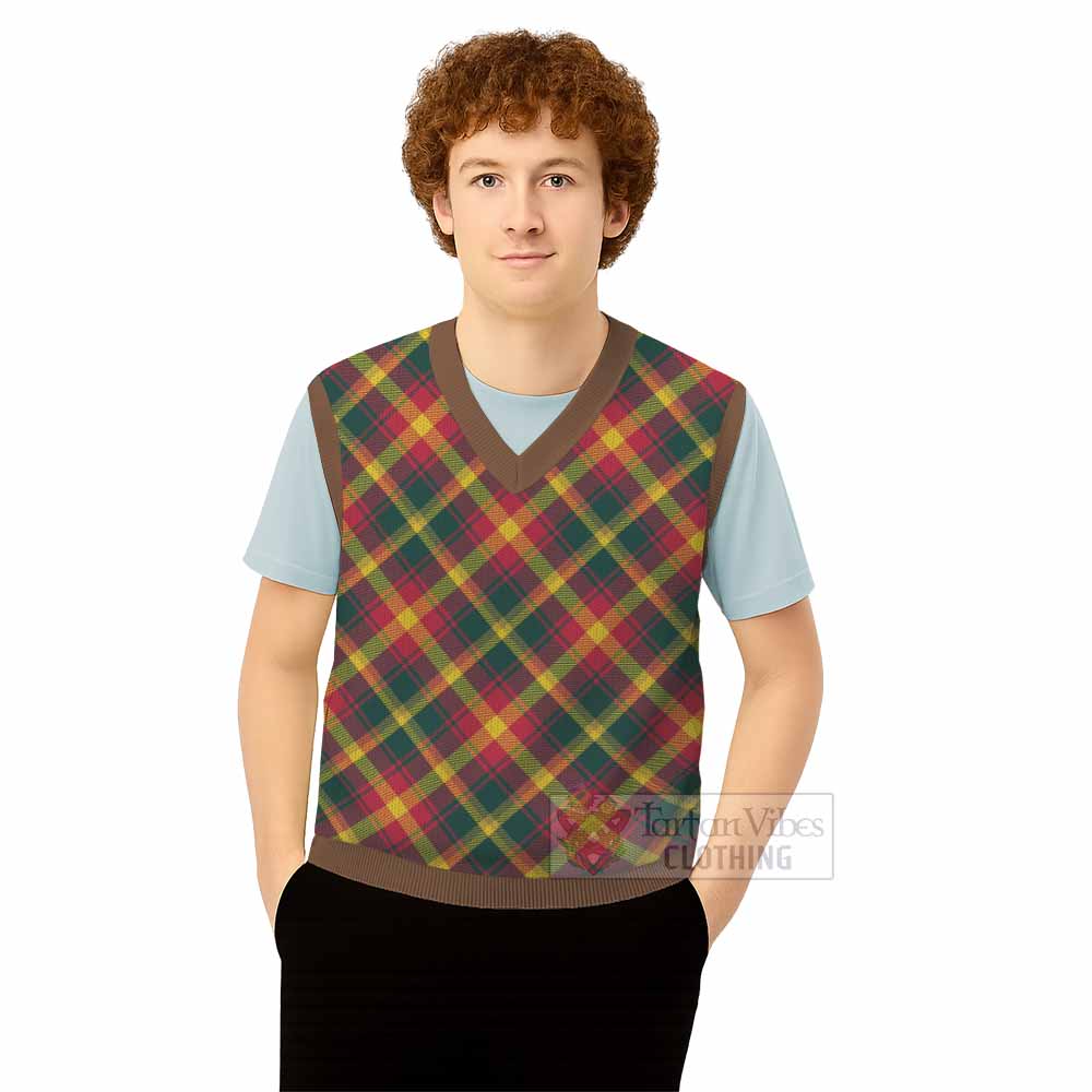 Maple Leaf Canada Tartan  Knitted V-Neck Vest Cross Style