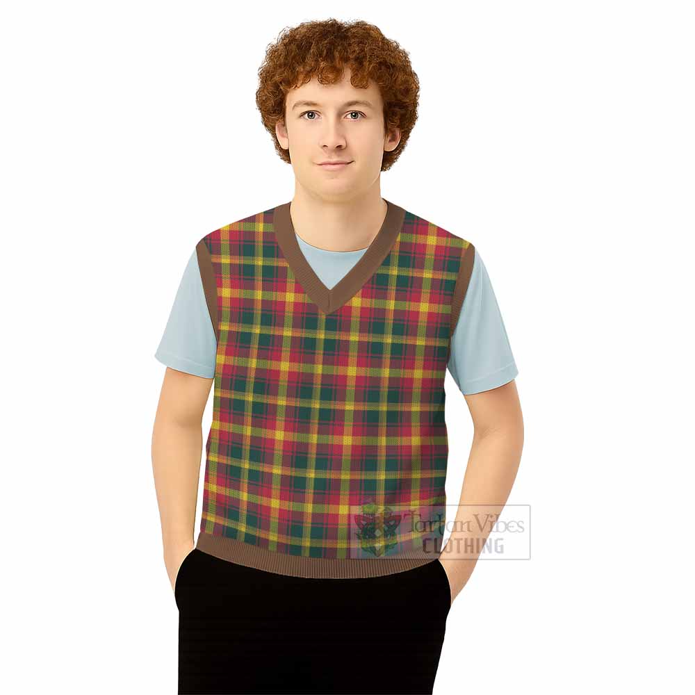 Maple Leaf Canada Tartan Knitted V-Neck Vest - Tartan Vibes Clothing