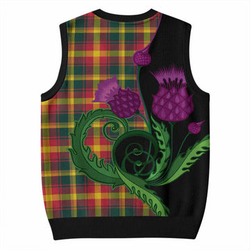 Maple Leaf Canada Tartan Knitted V-Neck Vest Traditional Scottish Thistle
