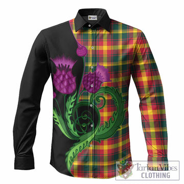 Maple Leaf Canada Tartan Long Sleeve Button Shirts Traditional Scottish Thistle