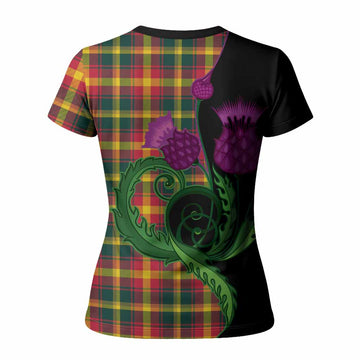 Maple Leaf Canada Tartan Women T shirt Traditional Scottish Thistle