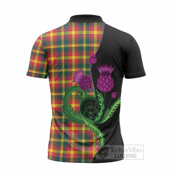 Maple Leaf Canada Tartan Zipper Polo Shirt Traditional Scottish Thistle