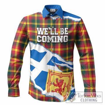 Maple Leaf Scotland Football Tartan Long Sleeve Button Shirts We'll Be Coming