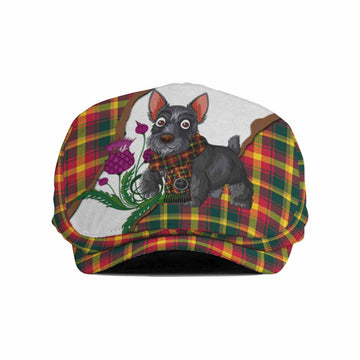Maple Leaf Scottish Terrier Tartan Flat Cap, Jeff Cap Thistle Heritage Art