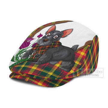 Maple Leaf Scottish Terrier Tartan Flat Cap, Jeff Cap Thistle Heritage Art
