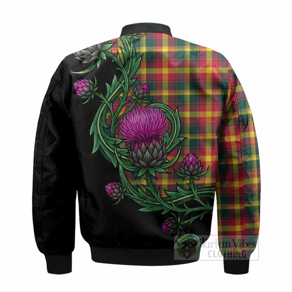 Maple Leaf Tartan Bomber Jacket Resilient Scottish Thistle - Tartan Vibes Clothing