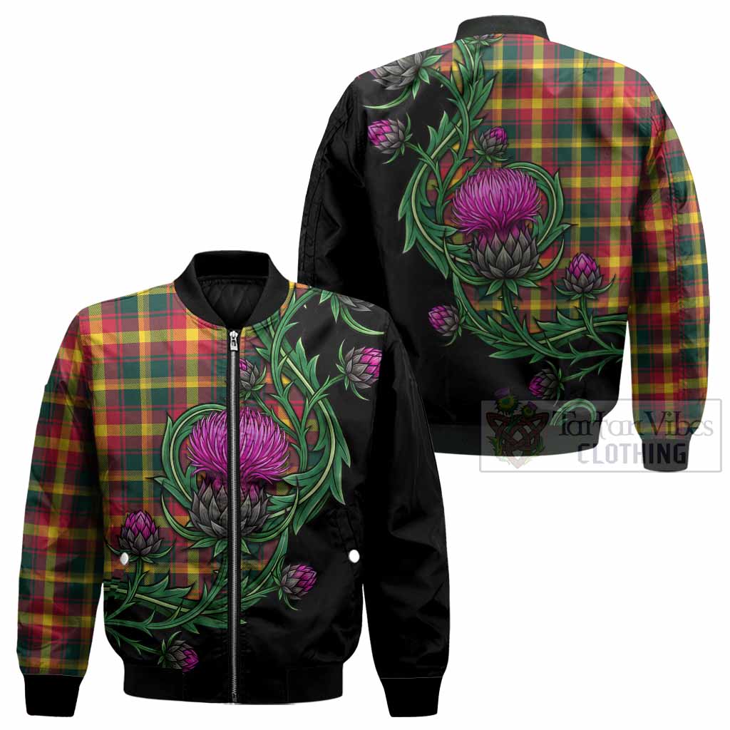 Maple Leaf Tartan Bomber Jacket Resilient Scottish Thistle - Tartan Vibes Clothing