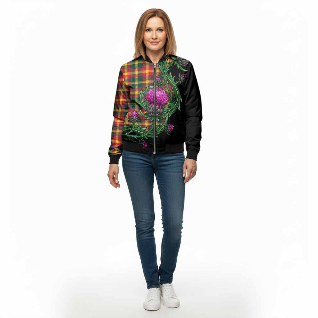 Maple Leaf Tartan Bomber Jacket Resilient Scottish Thistle - Tartan Vibes Clothing