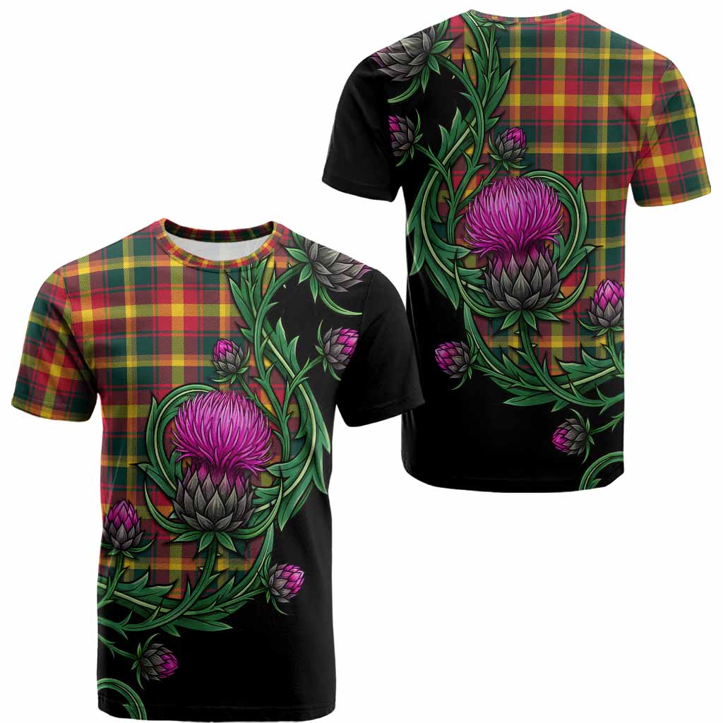 Maple Leaf Tartan Cotton T-shirt Resilient Scottish Thistle - Tartan Vibes Clothing