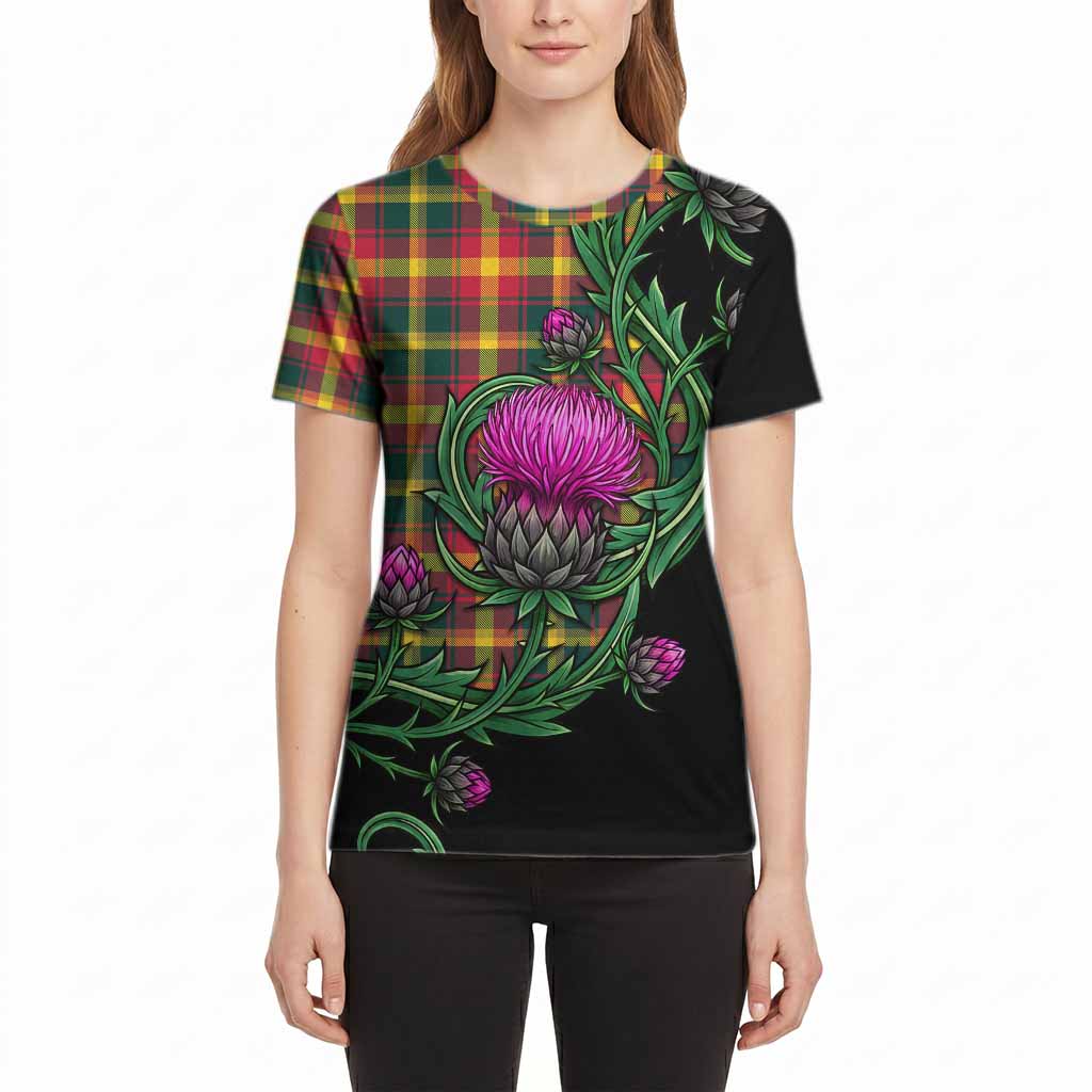 Maple Leaf Tartan Cotton T-shirt Resilient Scottish Thistle - Tartan Vibes Clothing