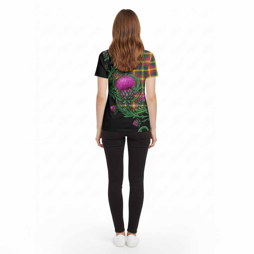 Maple Leaf Tartan Cotton T-shirt Resilient Scottish Thistle - Tartan Vibes Clothing