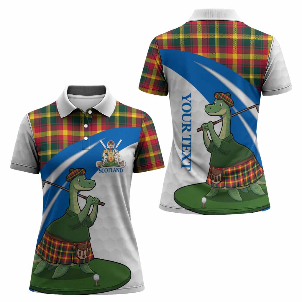 Maple Leaf Tartan Crest Golf Nessie Women Polo Shirt Loch Ness Monster Sporty Style