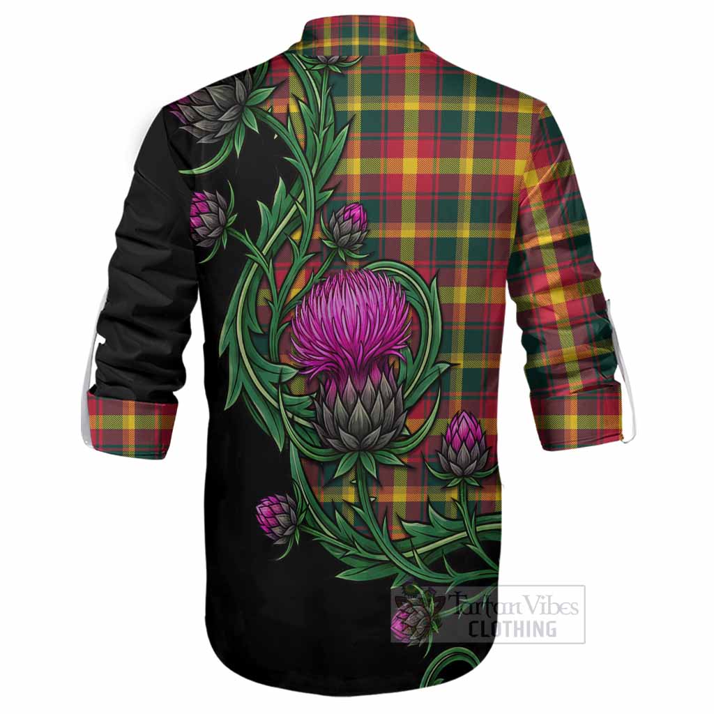 Maple Leaf Tartan Ghillie Shirt Resilient Scottish Thistle - Tartan Vibes Clothing