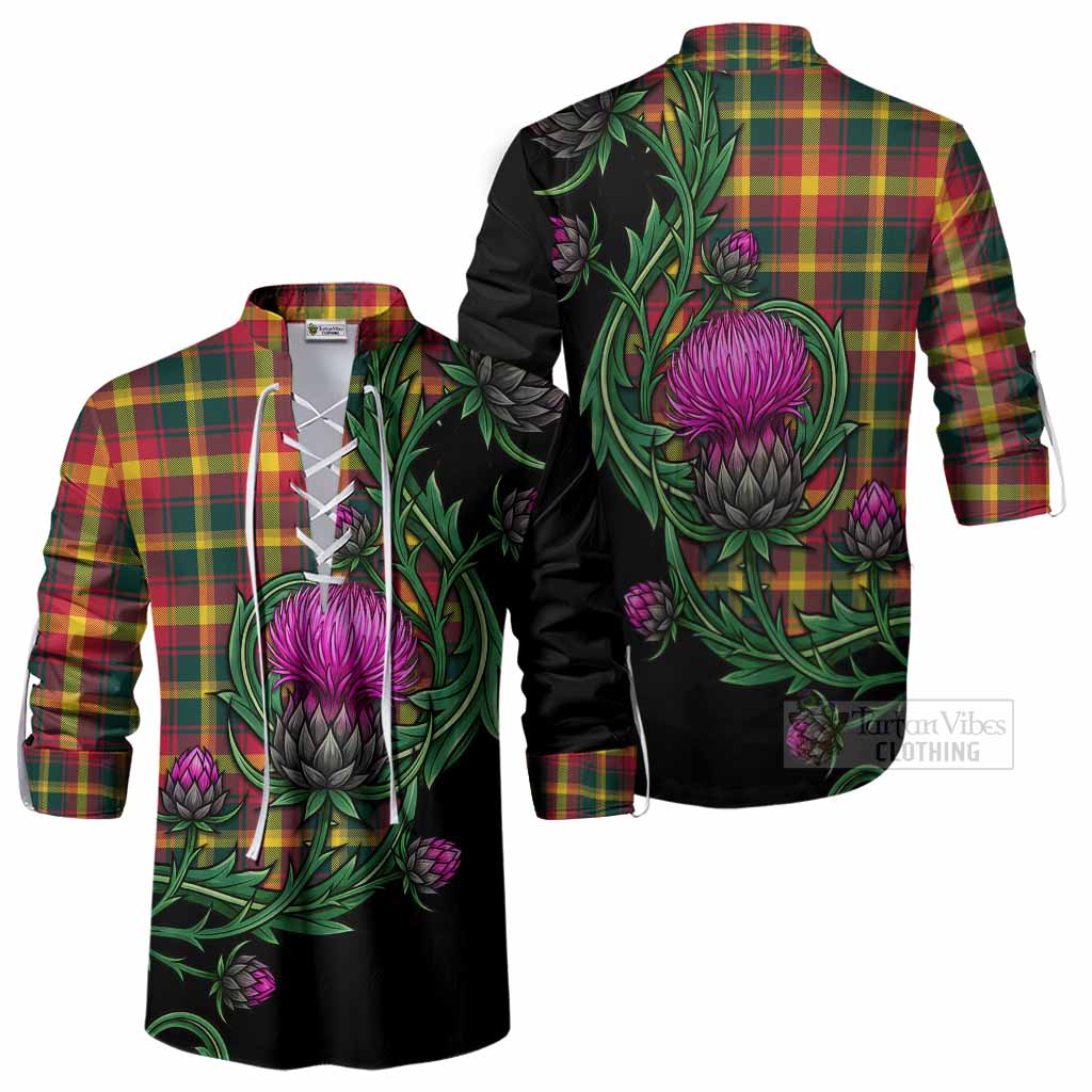 Maple Leaf Tartan Ghillie Shirt Resilient Scottish Thistle - Tartan Vibes Clothing