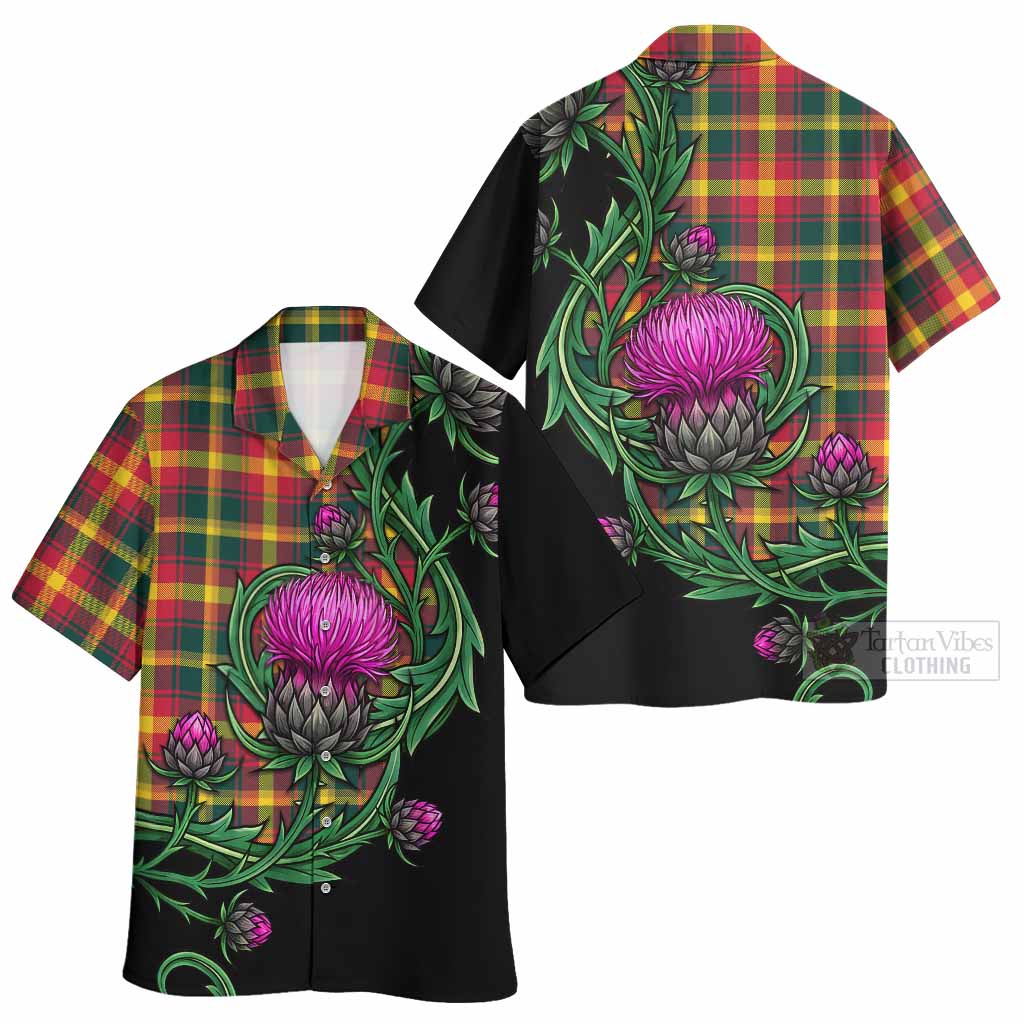 Maple Leaf Tartan Hawaiian Shirt Resilient Scottish Thistle - Tartan Vibes Clothing