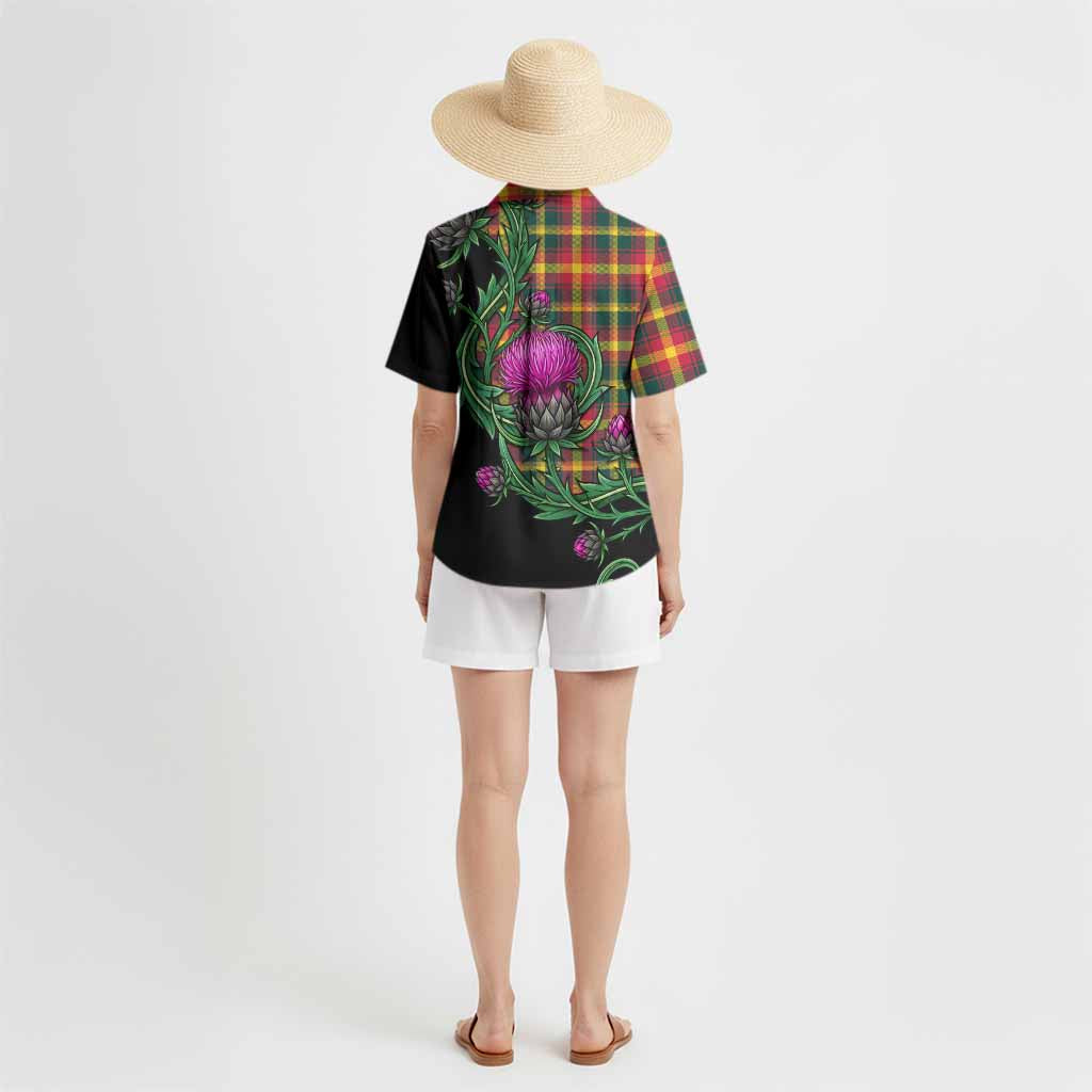 Maple Leaf Tartan Hawaiian Shirt Resilient Scottish Thistle - Tartan Vibes Clothing