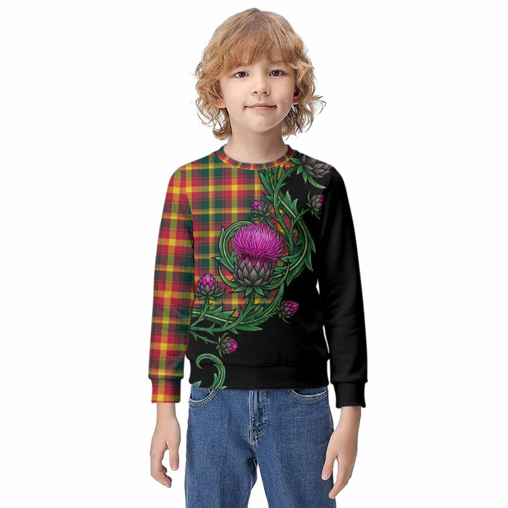 Maple Leaf Tartan Kid Knitted Sweatshirt Resilient Scottish Thistle Kid - Tartan Vibes Clothing