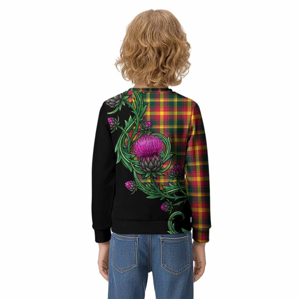 Maple Leaf Tartan Kid Knitted Sweatshirt Resilient Scottish Thistle - Tartan Vibes Clothing