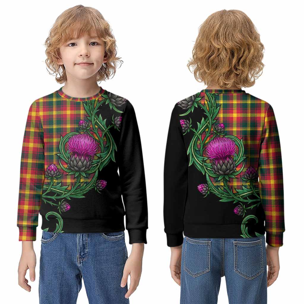 Maple Leaf Tartan Kid Knitted Sweatshirt Resilient Scottish Thistle - Tartan Vibes Clothing