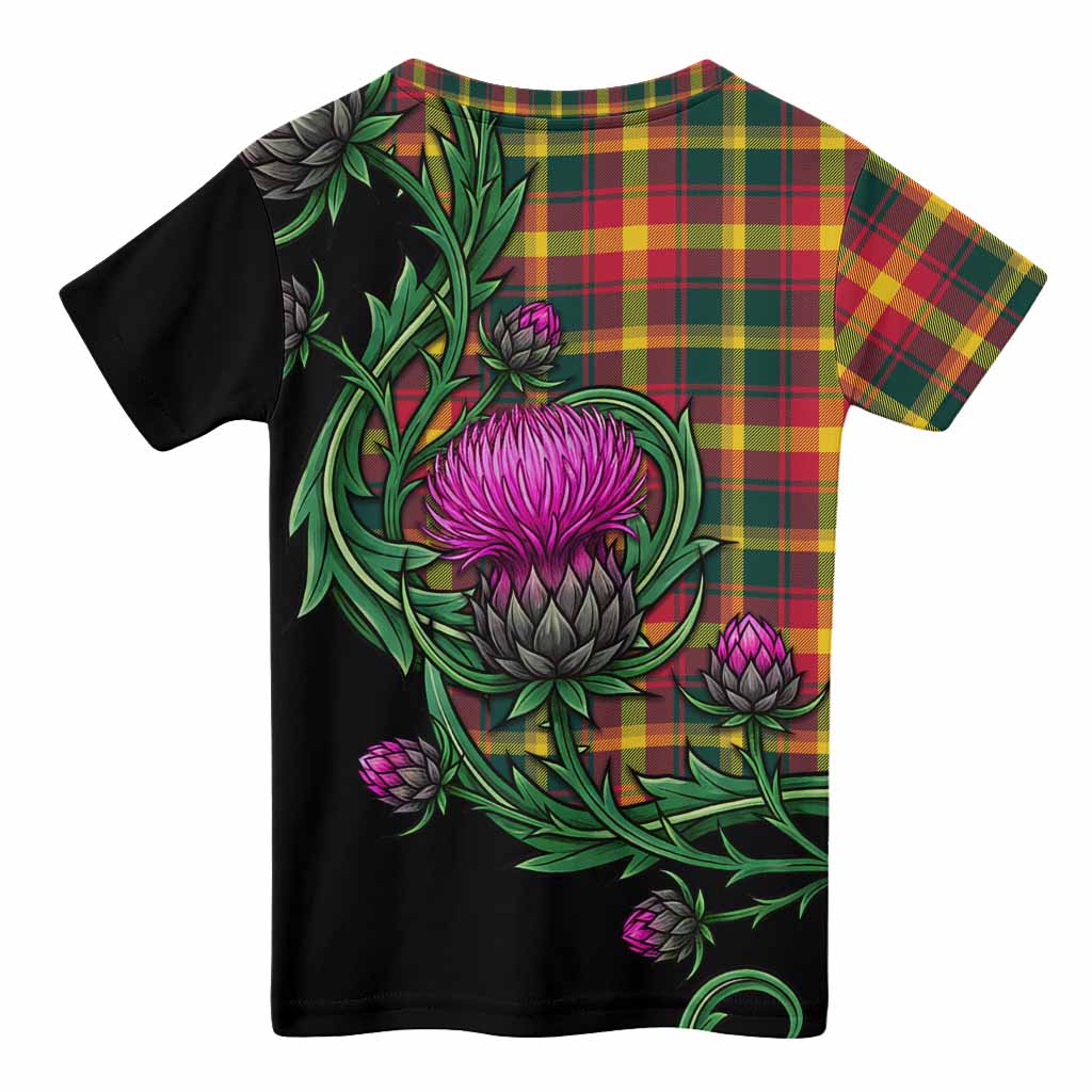 Maple Leaf Tartan Kid T-shirt Resilient Scottish Thistle - Tartan Vibes Clothing