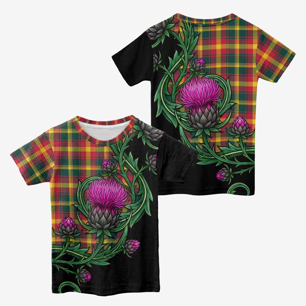 Maple Leaf Tartan Kid T-shirt Resilient Scottish Thistle - Tartan Vibes Clothing